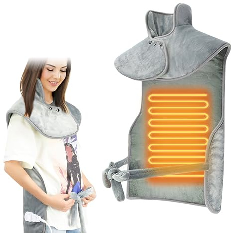 Heizkissen für Rücken Schulter Nacken, 94x61cm, 6 Wärmestufen, 4 Timer-Stufen, Flanellmaterial, 120W Starkes, Maschinenwaschbar, Schnelle Erwärmung Rückenwärmer, Geschenk für Mama, Papa