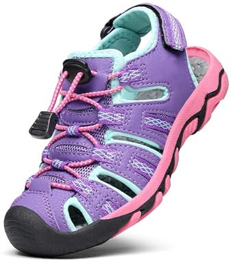 DREAM PAIRS Kids Sandali Sportivi Estivi per Bambini Unisex Scarpe da Trekking con Punta Chiusa per Sport all'Aria Aperta Ragazzi Lavanda/Baby/Blu/Fucsia 160912-K Taglia 37.5EU/5US
