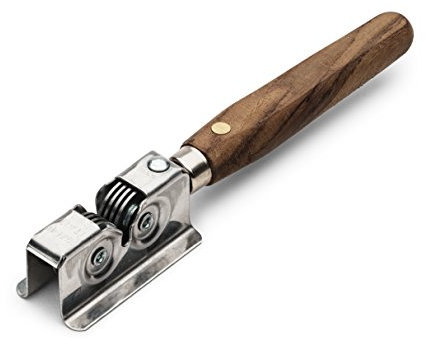 Knife Sharpener - Handheld Manual Sharpening Tool for Fixed Blades, Pocketknives, and Kitchen Knives - Blade Sharpener with Rotating Steel Sharpening Discs and Bubinga Handle by Kings County Tools