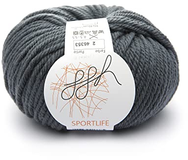 ggh Sportlife | Wolle zum Stricken oder Häkeln | 50 g Knäuel | 100% Schurwolle superwash | Farbe 002 - Flanellgrau