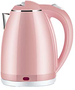 Bollitore Elettrico Bollitore Veloce con Filtro Riutilizzabile Doppia Parete Isolante e Silicone sigillato a Secco Protezione a Secco 1,8 Litri 1500W Rosa e Acciaio Inossidabile