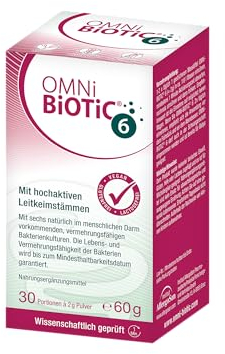 OMNi BiOTiC 6 | Der tägliche Begleiter für ein gutes Bauchgefühl | Für jeden Tag und jedes Alter geeignet | 30 Portionen (60 g) | 6 Bakterienstämme | Pulver | Mit Inulin | Vegan | Glutenfrei