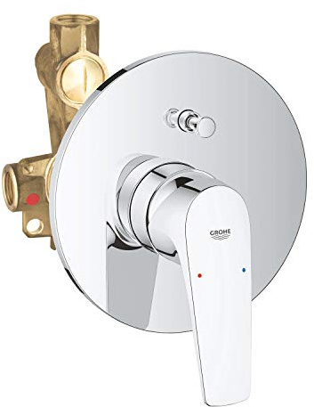 GROHE Bau Flow - Einhand- Wannenbatterie (Fertigmontageset, Unterputz- Einbaukörper), chrom, 29113000