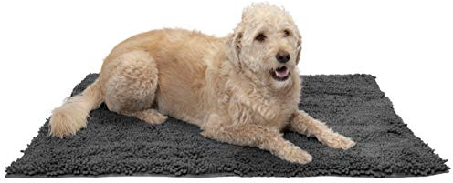 Furhaven 44 x 35 Highly Absorbent Dog Door Mat for Muddy Paws, 100% Washable, Perfect for Entryway, Kitchen, & Bathroom Use - Chenille Shammy Rug - Charcoal (Gray), Extra Large/XL