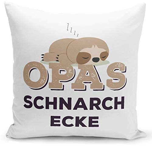 Tassenbrennerei Faultier Kissen mit Spruch Opas Schnarchecke - Geschenk für Opa, Großeltern