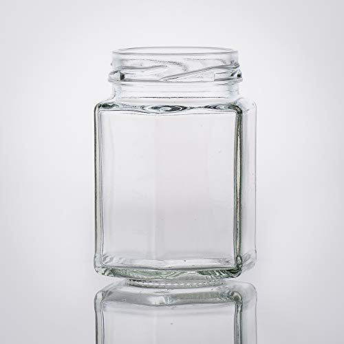 Flaschenbauer - 15x Pots hexagonaux en verre 116 ml avec couvercle Twist-Off blanc - Idéal pour la conservation des épices ou comme petit pot à miel