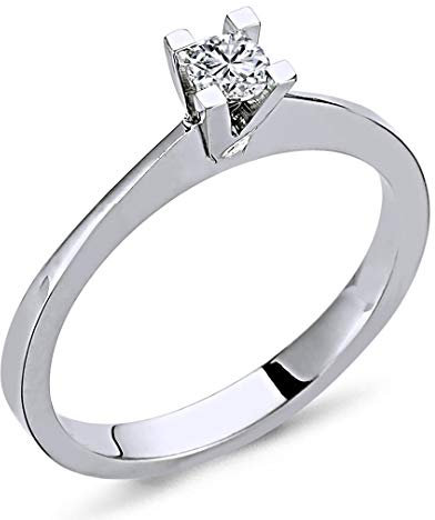 0,17 Carat EinStein Solitär Diamantring in 14 Karat Weißgold