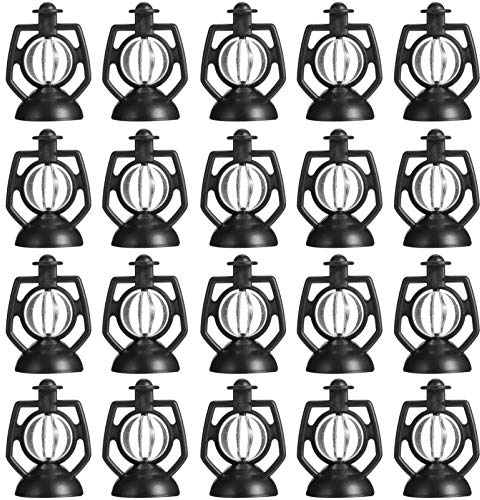 EXCEART 20 Stück Miniatur Laterne Puppenhaus Laterne Weihnachtsbaum Hängenden Ornamente Lampe Licht Fee Garten Figur für DIY Bastelraum Pflanzen Topf Schwarz