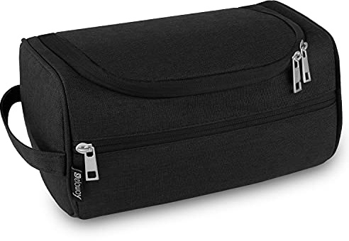 DELAWAY Kulturbeutel Herren & Damen [Design 2026] Kulturtasche zum Aufhängen Männer & Frauen - Waschtasche für Koffer und Handgepäck - Kosmetiktasche mit Kofferhalterung (Schwarz)