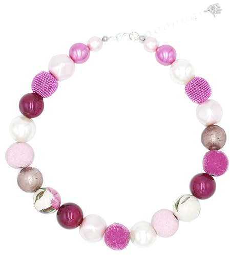 Feliss Perlenkette Halskette Damen 45 cm Rosa Statement Kette | Handmade Kette aus Perlen Choker Halsband Schmuck Beads Perlenkette Frauen Boho Style
