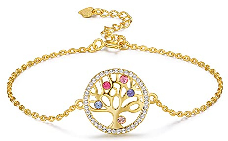 kanisee Bracelets Arbre de Vie pour Femme Bijoux en Argent 925 avec Cristaux, Idéal Cadeau Fête Des Mères Original pour Femme Maman Mamie