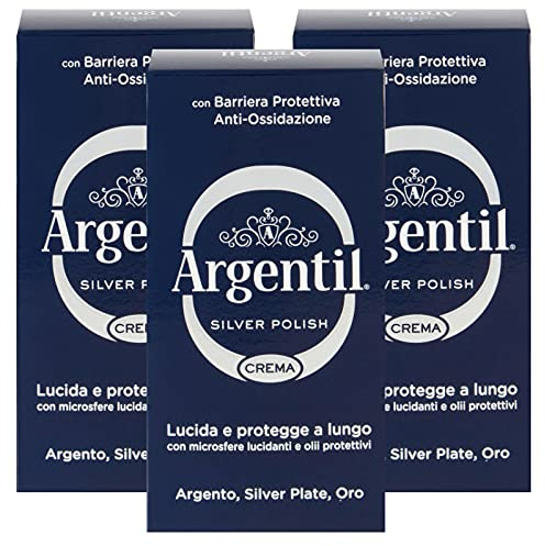 Argentil - Spezieller Reiniger für Silber in Creme, Politur und Antioxidans, mit Schutzbarriere, 150 ml x 3 Stück
