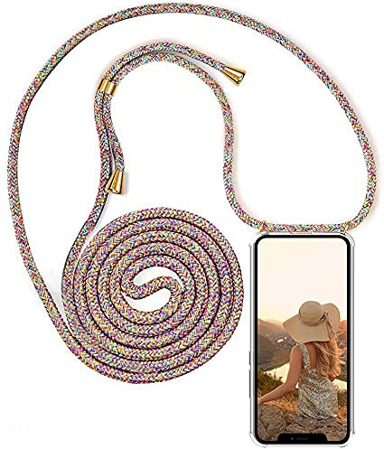 YuhooTech Handykette Hülle Kompatibel mit iPhone 13 Mini Handyhülle, Smartphone Necklace Hülle mit Band - Handyhülle mit Kordel Umhängenband - Schnur mit Case zum umhängen in Rainbow