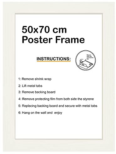 50cm x 70cm Poster frame Picture frame Black/White/Oak Photo Frame 50cm x 70cm Wall frame (WHITE, 70 x 50 cm)