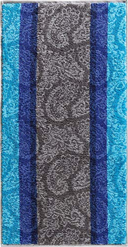 Erwin Müller Walk-Frottier Handtuch Paisleymuster türkis Größe 50x100 cm - schnell trocknend und extra saugstark, praktisch durch beidseitige Schlaufen, 100% Baumwolle