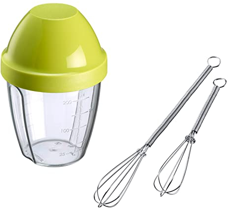 Westmark Set da 3 pezzi: 2 mini fruste + 1 bicchiere agitatore (0,25 l), acciaio inossidabile/plastica di alta qualità, argento/trasparente/verde, 124722E6