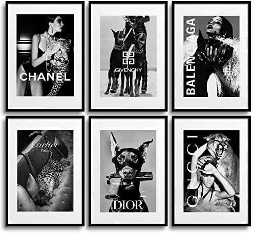 MONOKO® Wandbilder Wohnzimmer Modern | Schwarz Weiss Bilder Schlafzimmer | Coco Poster Set 6x A4 ohne Rahmen
