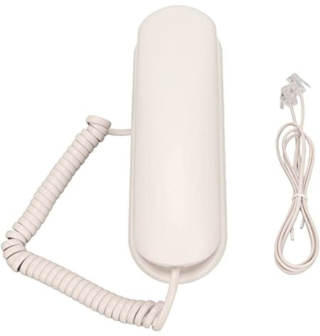 Wall Phone, Large Buttons Phone Cord with Cord Wall Phone Re-Regain Cord Function Fixed Phone Line for Home Office Hotel (White)