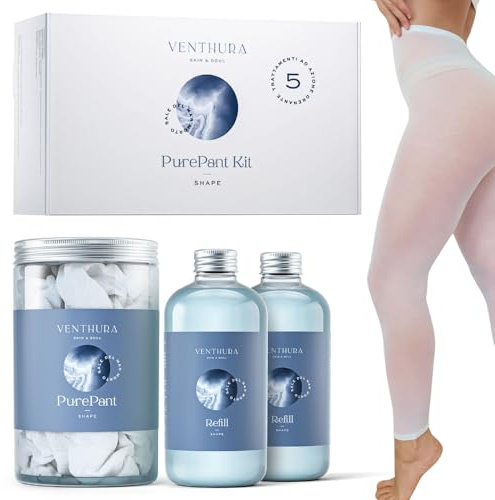 Venthura - Kit 5 Trattamenti Anticellulite Professionale al Sale del Mar Morto - Pantacollant Anticellulite Drenante e Liquido Ricarica Soluzione Shape - 5 Pantacartene in Omaggio