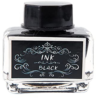 Flacon d'encre Noir 15ml Encre en Bouteille de Stylos-plumes Cartouche Encre de Couleur pour Stylo Plume Encre de Calligraphie, Encre D'écriture pour Le Stylo Plume, Stylos en Verre, Pinceaux