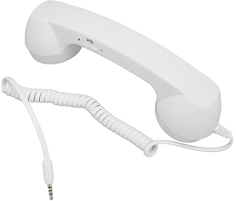 Retro Telefonhörer 3,5 mm Kabelgebundener Telefonempfänger für Smartphone Computer, Strahlenschutz mit One Button Antwort, einstellbare Lautstärke, 2,7 m (9 Fuß) Spiralkabel