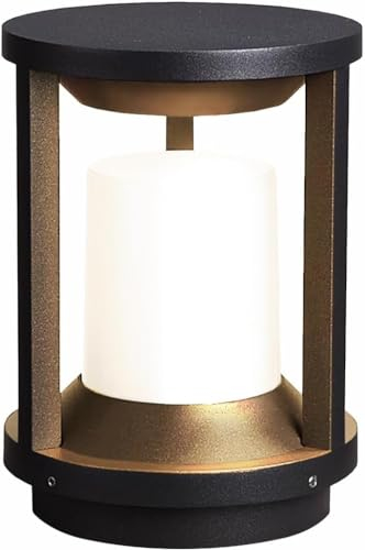 Budbuddy 20W LED Lampe de Jardin Noir Poteau de Jardin Cylindrique Lampe de Exterieur Poteau Imperméable IP65 luminaire de Jardin Douille E27 pour Ies Jardins Chemins Pelouses