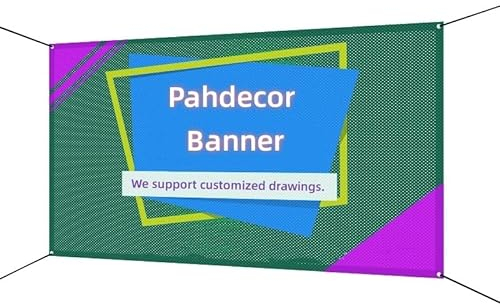Pahdecor Personalisiertes Banner, benutzerdefinierte Banner und Schilder für Geschäftspartys, DIY-Bild, Logo, Name, volle Farbe, individuelles Zelt, Vinyl-Banner, Outdoor, Innenbereich, Messe, Event