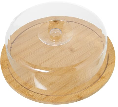 DRW Käsebox aus Holz mit Deckel aus Acryl in Natur und Transparent, 29 x 29 x 9 cm
