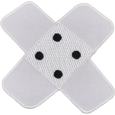 Pflaster Kreuz Weiß Aufnäher zum aufbügeln oder aufnähen Bügelbild Aufbügler für Kleidung gestickter Bügelflicken Applikation Bügelpatch Flicken Hosenpflaster Patch Größe 7,5 x 7,0 cm