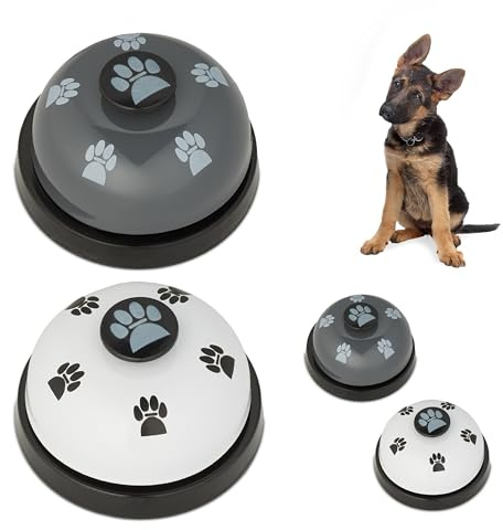 Relaxdays Haustier Trainingsglocke 4er Set, Hundeklingel für Sauberkeitstraining, HxD 4,5x7cm, Katzenklingel, Mehrfarbig