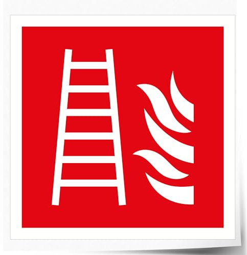 Indigos UG - Schild Feuerleiter - 297x420 mm - Hotel, Firma, Schutz, Kita, Arzt, Praxis - Sicherheit - Warnung - Aluverbundplatte 3mm, Wohnung - Hinweisschild - Warnschild