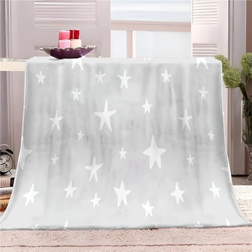 Kuscheldecke Flauschig Stern 3D Decke 220x240 Grau Wohndecke Niedlich Weich und Warme Flanell Fleecedecke für Sofadecke Couchdecke Tagesdecke m6740