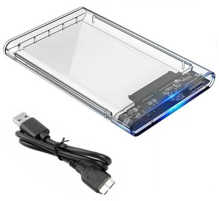 WedDecor Caja de disco duro de 2.5 pulgadas, USB 3.0 SATA HDD/SSD, caja externa negra, soporte UASP, funda externa sin herramientas, soporte para Windows, Linux, MacOS, PS4, Xbox, transparente