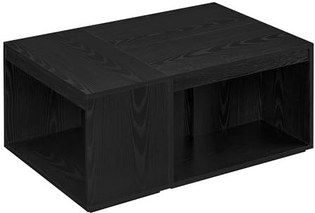 VASAGLE Couchtisch 3er Set, Beistelltisch, Kaffeetisch, Tisch mit Stauraum, anpassbar, rechteckig, modern, für Wohnzimmer, Schlafzimmer, Arbeitszimmer, ebenholzschwarz LCT301B01