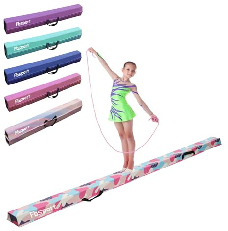 FBSPORT Gymnastikbalk 240 cm Fällbar balansbalk Gymnastikutrustning för hemmet Flickor Barn Vuxna Träning, med bärhandtag och halkskydd