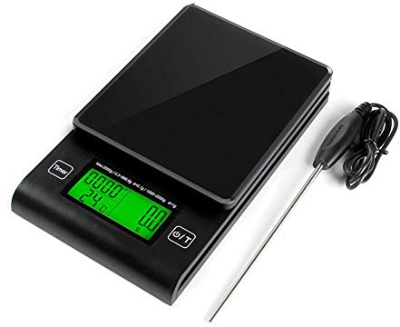 VNNHGB Balance électronique numérique Multifonction avec sonde, Balance à café avec écran LCD et Poids de synchronisation avec Aiguille de Mesure de la température