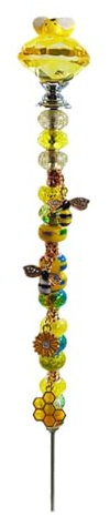 Bienen Gartenstecker | Bienen Gartenstecker | Bienen Deko Erdspieß, Feenstab mit Perlensortiment für Garten, Rasen, Auffahrt, Terrasse