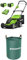 Greenworks 40V Cordless Lawnmower for Lawns up to 500m², 41cm Cutting Width with 2X2Ah Battery & Charger-G40LM41K2X + Greenworks Tools 120 L garden waste bag Green, AMP-120CB