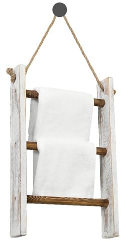 Échelle à serviettes en bois – Porte-serviettes vintage, support de couverture en bois | Échelle à serviettes en bois à 3 niveaux pour suspendre le mur, accessoires de rangement de salle de bain