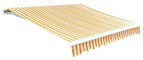 Cozynest Markisenstoff Sonnenschutz Markisentuch Segeltuch Markisenbespannung Canvas Gelb & Weiß 6x3 m (ohne Rahmen)