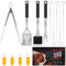 Accessoires de Barbecue en Acier Inoxydable avec spatule, Fourchette, Pince à Barbecue, Broche, Porte-épis de maïs en Silicone, Coffret Cadeau pour Homme et Femme