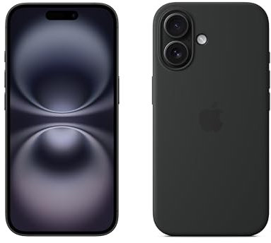 Apple iPhone 16 128GB: 5G Mobile phone with Apple Intelligence - Black + Silicone Case with MagSafe - Black