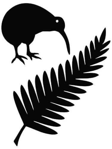 JIFENLI Autoaufkleber 11,4 * 15CM Kiwi Vogel Und Neuseeland Farn Vinyl Auto Aufkleber Kreative Auto Styling Aufkleber Schwarz/Silber