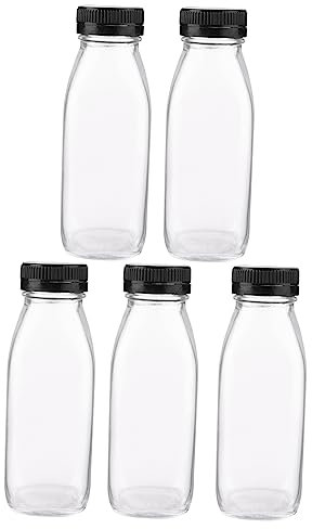 iplusmile 5piezas Botellas De Vidrio Para Leche y Latas De Transparentes Aptas Para Lavavajillas