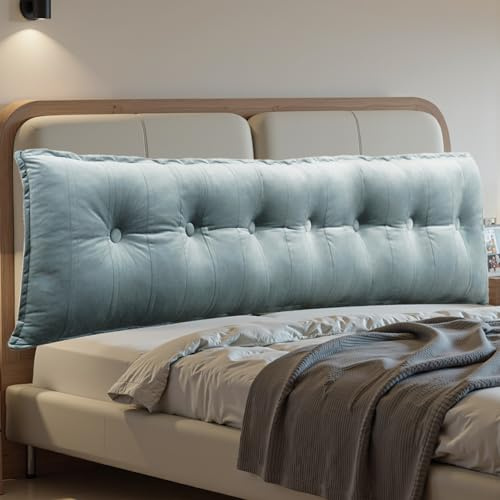 strusery Samt-Nackenrolle Kopfteil-Rückenlehnenkissen – großes Tagesbett-Stützkissen für Schlafsofa & Lesekissen (Grau, 50 * 200 cm)