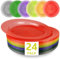 WAIZHIUA Lot de 24 assiettes réutilisables en plastique incassables de 25 cm, passent au micro-ondes et au lave-vaisselle, 6 couleurs vives pour fête, enfants, dessert, pâtes, salade, collations et