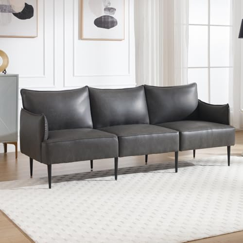 DAYALANE 3 Sitzer Sofa, Sektionssofa Couch Polstersofa Bettsofa Loungesofa mit Metallbeinen aus PU Kunstleder, für Wohnzimmer Schlafzimmer Büro Lounge, Grau