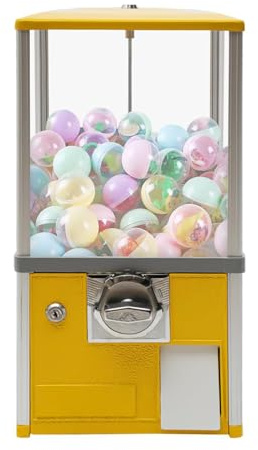 JXYQ Máquina expendedora Comercial, dispensadora de Juguetes, máquina de chicles Vintage para Dispositivos de 4,5 a 5 cm, para Tiendas de Videojuegos y comercios minoristas, Estilo Vintage, Amarilla.