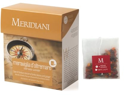Meridiani® | Tisana Meraviglia d'Oltremare | Miscela Frutta e Fiori con Mela Citronella Arancia Zenzero Rosa Canina per Infusione - 15 Filtri