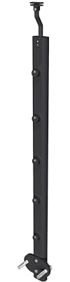 Poteau pour garde-corps - Aluminium Noir - 97.9-103.9cm de haut - Avec 5 supports de tubes bien pré-montés - Intérieur et extérieur - Poser latérale